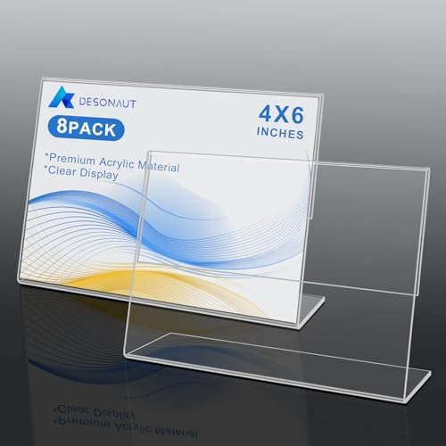 8 pack Acrylic Sign Holder 4 x 6 Inches,Clear Plastic Sign Holder Paper Photo Display，Menu Tabletop Stand，Clear Acrylic Picture Frame，Flyer Holder（Horizontal） - Image 3