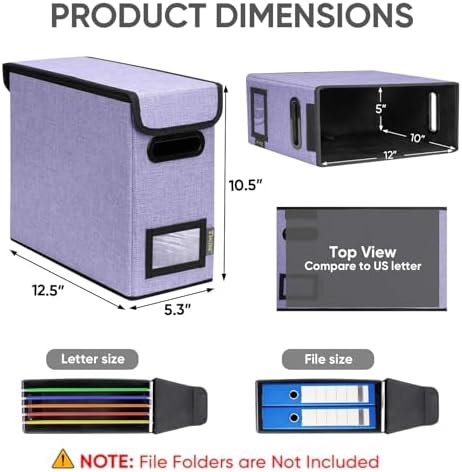 BALEINE File Organizer Box with Lid, Collapsible Hanging File Storage Box - Image 2