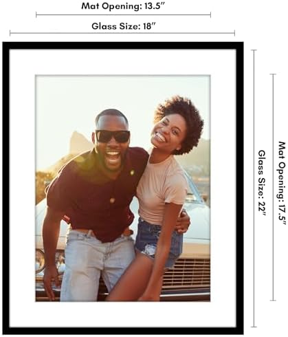 Americanflat 18x22 Poster Frame - Matted to 14x18 - Slim Molding - Black - Image 2