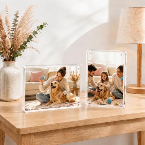Egofine 5x7 Acrylic Frame, 20mm Thicker Frameless Clear Picture Frame - Image 6