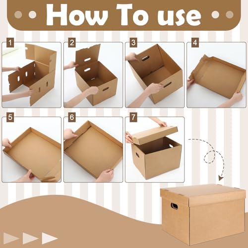 10 Pcs 15 x 12 x 10 Inch Archival Storage Cartons Acid Free, Kraft - Image 3