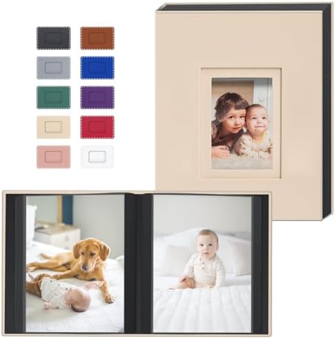 Popotop 4x6 Photo Album Holds 100 Pictures, Vegan Leather Hardcover by Popotop
