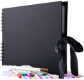 Gotideal 80 Pages Scrapbook Album with 10 Metallic Markers, Black by GOTIDEAL