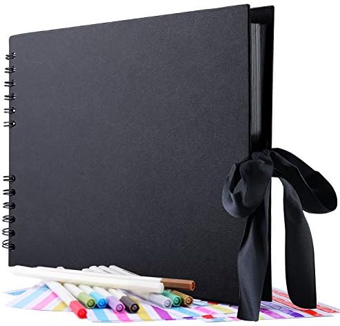 Gotideal 80 Pages Scrapbook Album with 10 Metallic Markers, Black by GOTIDEAL