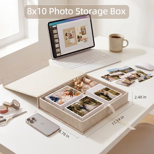 Photo Storage Box 8x10, Memory Box - Beige - Image 3