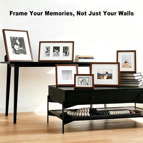 RPJC 11x14 Solid Wood Picture Frame Real Glass Cover Brown - Image 3