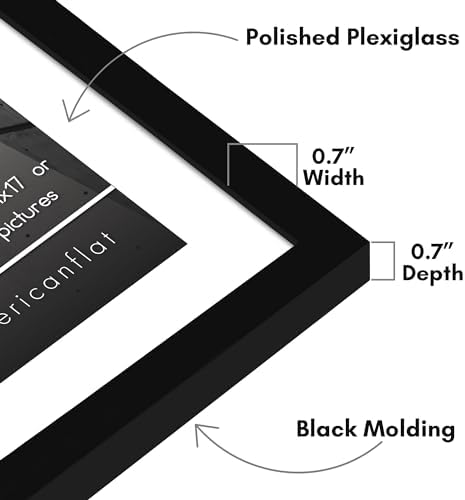 Americanflat 14x20 Poster Frame - Matted to 11x17 - Slim Molding - Black - Image 3