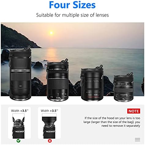 Neewer 4X Lens Case Lens Pouch Bag with Thick Protective Neoprene for DSLR Camera Lens (Fit for Canon, Nikon, Sony, Olympus, Panasonic) Includes: Small, Medium, Large, XL Size - Image 3