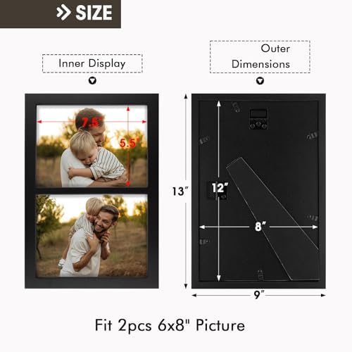 Golden State Art, 6x8 Double Picture Frame, Display Two 6x8 Photos (Black) - Image 4