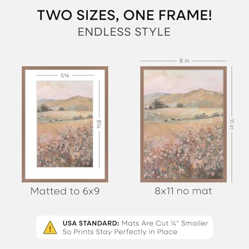 Homeforia 8x11 Mocha Picture Frame, High-End Metal, 6x9 Mat, Glass - Image 2