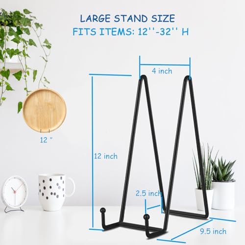 Decolore 5 Pack 12 Inch Black Picture Stands Plate Stands for Display Large Book Stands for Picture, Decorative Plate, Book, Frame, Tabletop Poster - Image 2