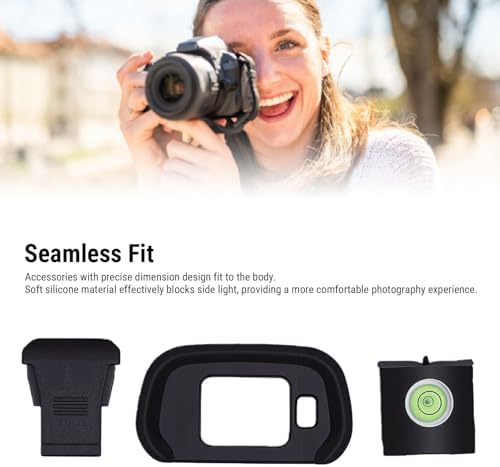 LICAEVEY Camera Eyecup Hot Shoe Cover Spirit Level Kit, Soft Silicone Anti Dust Protection with Accurate Bubble Level for R7 Camera - Image 3