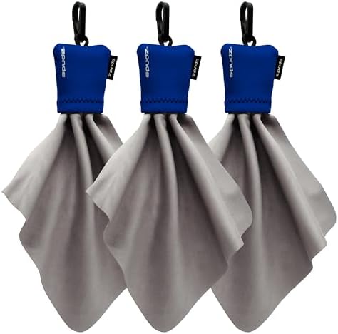 SPUDZ Classic Microfiber Lens Cleaner – Clip-On Pouch, Washable – for Binoculars, Scopes, Glasses, Screens | Classic | Navy Blue, 6 x 6 Inch (3-Pack) by SPUDZ
