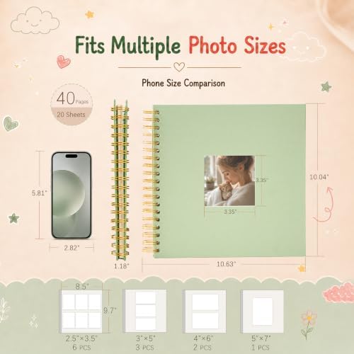 10x10 Spiral Self Adhesive Photo Album 40 Pages Grass Green - Image 4
