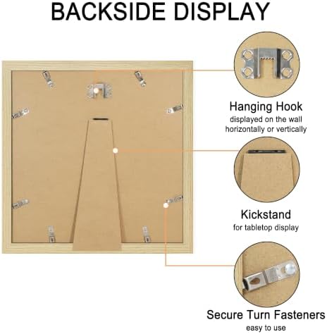 12x12 Picture Frame Set of 4 with Real Glass, Wall & Tabletop Display - Image 6
