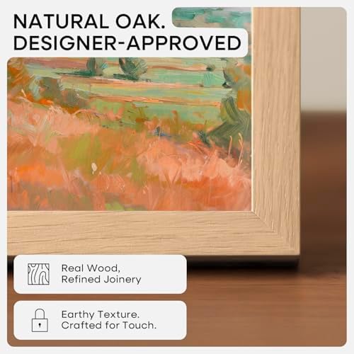 Homeforia 16x24 Natural Oak Picture Frame, High-End Wood, 12x18 Mat, Glass - Image 3