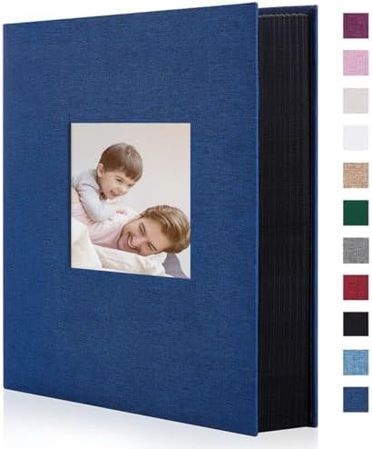Artmag Fabric Photo Album 4x6 300 Large Capacity for Family Wedding Anniversary Linen Album Holds 300 Horizontal Photos (300 Pockets, Blue) by Artmag