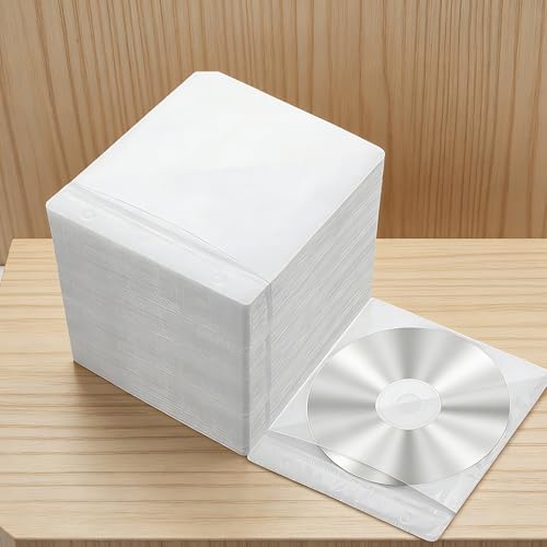 200Pcs CD DVD Sleeves Envelopes, Double Sided, White - Image 6