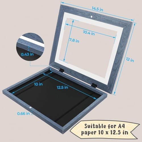 2 Pack 10x12.5 Front-Opening Kids Artwork Frames Changeable (Navy Blue) - Image 3