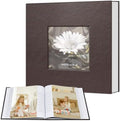 Popotop Photo Album 4x6 100 Photos with Writing Space, Leather Cover Album with Display Picture Window, Photo Book for Wedding Family Baby Gift by Popotop