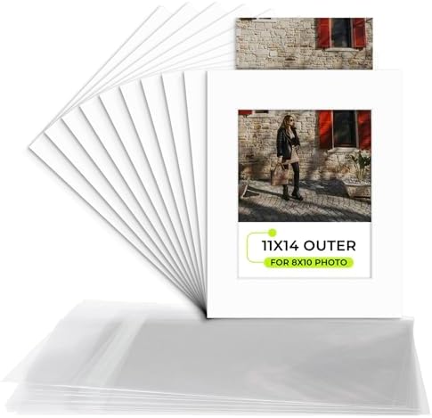 Golden State Art, 10 Pack 11x14 Slip-in Photo Mats Kits for 8x10 Photos White by GoldenStateArt