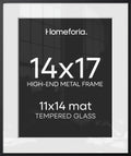 Homeforia 14x17 Black Picture Frame, High-End Metal, 11x14 Mat, Glass by Homeforia