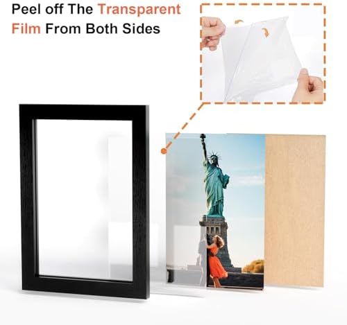WARM&LOVE 4 Picture Frame, 4x6 Four Folding Hinged Photo Frames, Rustic Wood Desk Family Photo Collage Stand Vertical on Tabletop for Birthday Family Lover Gift (Black) - Image 4