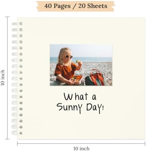 Scrapbook Photo Album 10"x10" 20 Sheets 40 Pages Hardcover Kraft Paper - Image 2