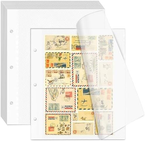 VOKOY 25 Sheets/50 Pages Photo Album Pages for 3 Ring Binder, Self Adhesive Scrapbooking Album Refill Pages Replacement Photo Album Sheets for 2x3 4x6 5x7 8x10 Photo or Cards, 11 x 9 Inch by VOKOY