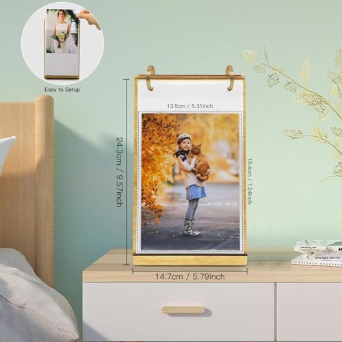 ZEEYUAN Desktop Photo Album Stand, 5x7 Standing Flip Photo Album, Christmas & Valentines Mothers Day Gifts - Image 5