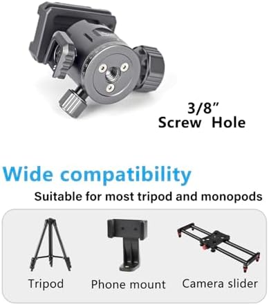 Camera Tripod Ball Head 28mm Metal Panorama Ball Head Compatible with Arca Type Quick Release Plate 1/4" Screw 3/8" Thread Mount Max Load 17lb/8kg Ball Head Mount for Monopod Slider DSLR Camera - Image 5