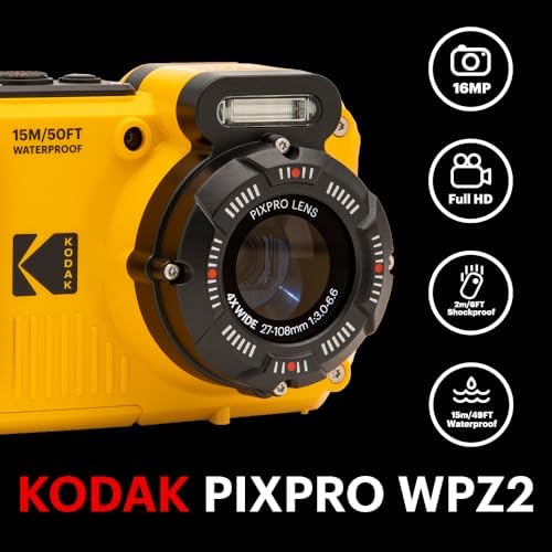 KODAK PIXPRO WPZ2 16MP Waterproof Digital Camera, 15m, 4X Zoom, Yellow - Image 3