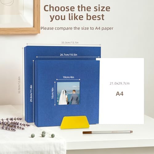 Popotop Photo Album Self Adhesive with Picture Display Window,40 Pages DIY Scrapbooking Supplies Kit for 4x6 10x12 Picture,Linen Cover Memory Book for Baby Wedding, with Scraper and Metallic Pen - Image 6
