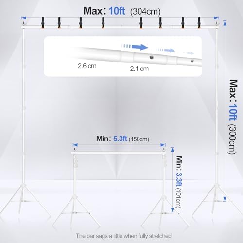 EMART Backdrop Stand 10x10FT Adjustable Back Drop Stand for Party -White - Image 2