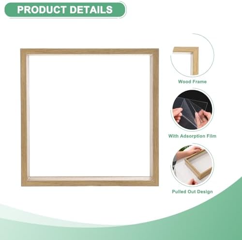 M METERXITY 1-Pack Dried Flower Frame, 8 x 8 Inch Double Acrylic Wooden Dried Flower Photo Floating Frame for Tabletop/DIY/Handicrafts [Wood Color] - Image 2