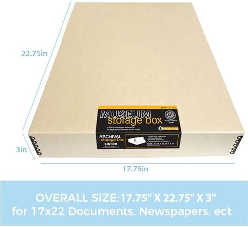 Lineco Drop Front Archival Storage Box, 17.75x22.75x3 in, Tan, 2 Pack - Image 2