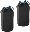 PATIKIL Camera Lens Bag, 2 Pcs 3.7" ID x 9.8" H Drawstring Lens Pouch with Thick Protective Neoprene, Lens Case for DSLR Camera Lens, Water Coffee Cups Black, Blue by PATIKIL