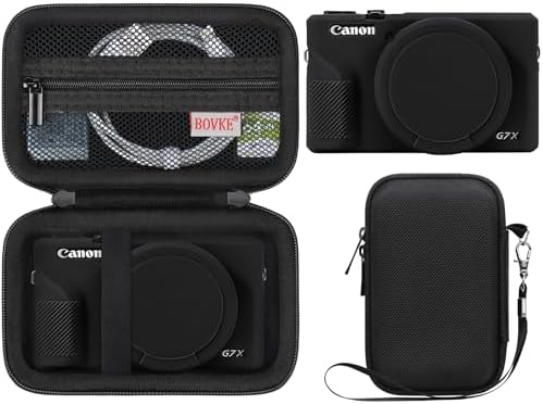 BOVKE Hard Case + Silicone Cover for Canon Powershot G7 X Mark III, Black by BOVKE