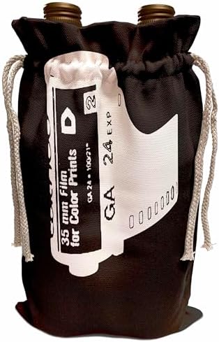 3dRose Roll of 35 mm film for color prints on black background Wine Bag by 3dRose