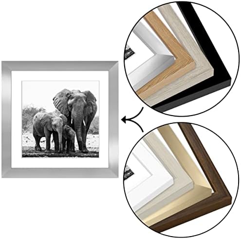 Americanflat 11x11 Picture Frame with Shatter-Resistant Glass - Use as 8x8 Frame with Mat or Display 11x11 Photo Without Mat - Signature Collection - Square Frames for Wall Display - Silver - Image 6