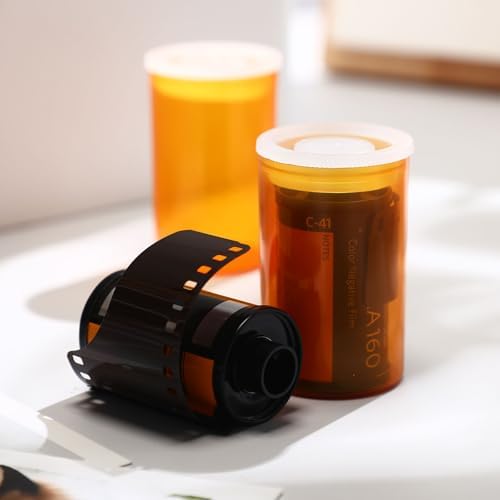 30 Pack Plastic Film Canisters Holder with Lids 35mm Empty Camera Reel Containers Yellow Small Storage Bottles for Pills Beads Coins Vitamins Art Supplies Science Experiments Classroom Craft Projects - Image 2