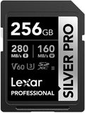 Lexar 256GB Silver PRO SD Memory Card, 280MB/s Read, 4K, V60, U3, UHS-II by Unknown