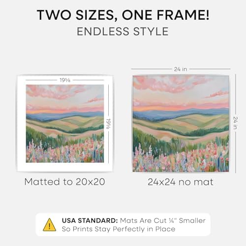 Homeforia 24x24 Silver Picture Frame, High-End Metal, 20x20 Mat, Glass - Image 2