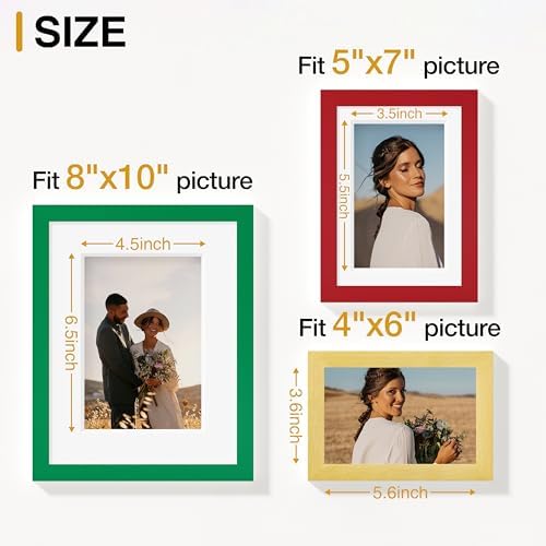 Vittanly 10 Pack Gallery Wall Frame Set, Green, Red, Gold - Image 3