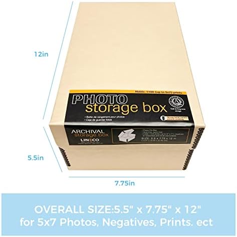 Lineco, Tan Archival Hinged Lid Photo Box 5.5"x7.75"x12", Acid-Free - Image 2