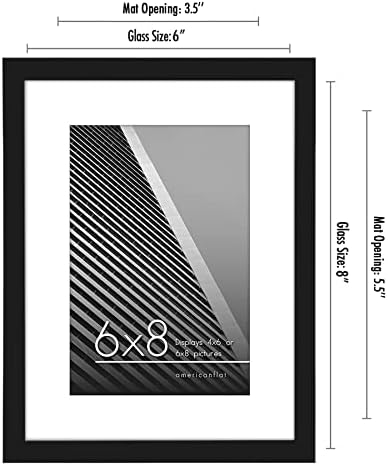 Americanflat 6x8 Picture Frame with Shatter-Resistant Glass - Use as 4x6 Frame with Mat or Display 6x8 Photo Without Mat - Streamline Collection - Picture Frames for Tabletop and Wall - Black - Image 2