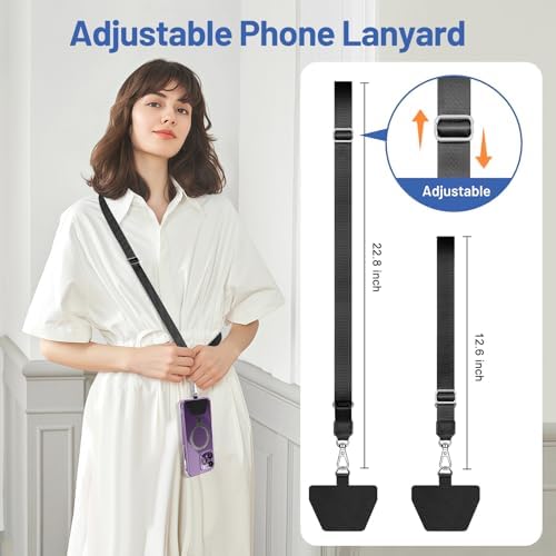 Doormoon Phone Lanyard, Universal Phone Charm Adjustable Neck Straps for Phone Case Keys ID Badges Compatible with iPhone, Samsung, Motorola, LG & Most Smartphones, 2 Pack, Rainbow - Image 3