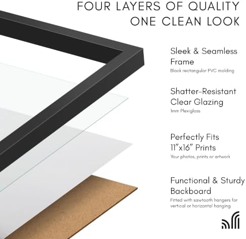 Americanflat 11x16 Picture Frame - Slim Molding - Black - Image 5