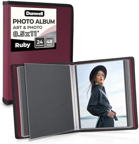 Dunwell Art Portfolio 8.5x11, 24 Pockets, Displays 48 Pages, Ruby by Dunwell