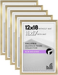 Americanflat 12x18 Poster Frame 5-Pack - Matted to 11x17 - Gold by Americanflat